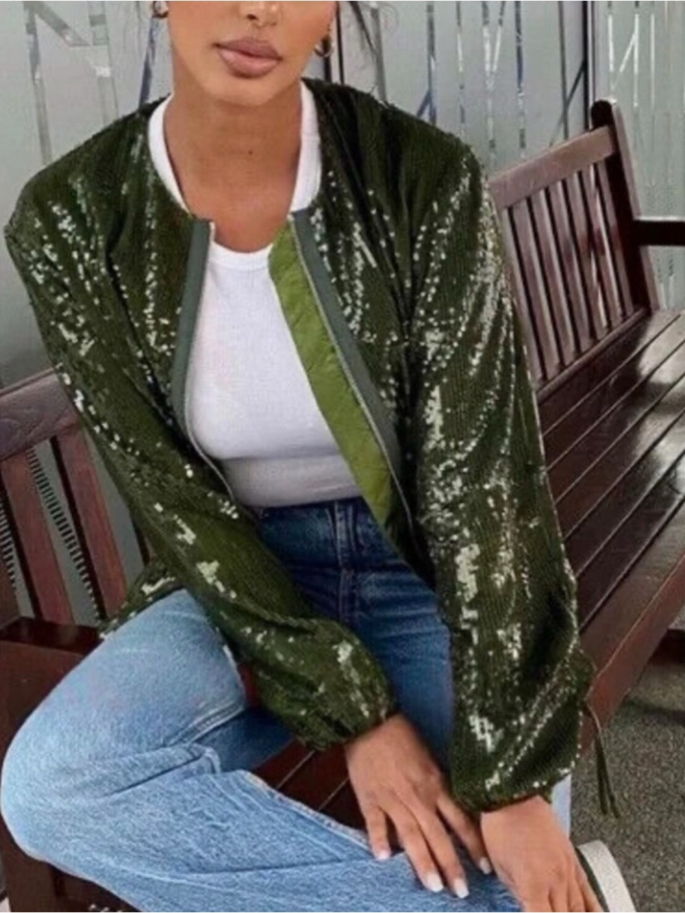 Luxury Maximalist Holiday Party RARE Zara Sequin Bomber Jacket. Size L